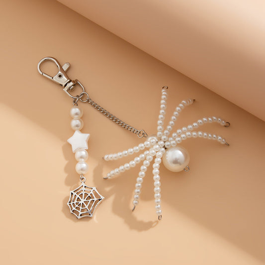 3-piece Sunflower Crystal Keychain White Pearl Weaving Spider Accessory Set eprolo