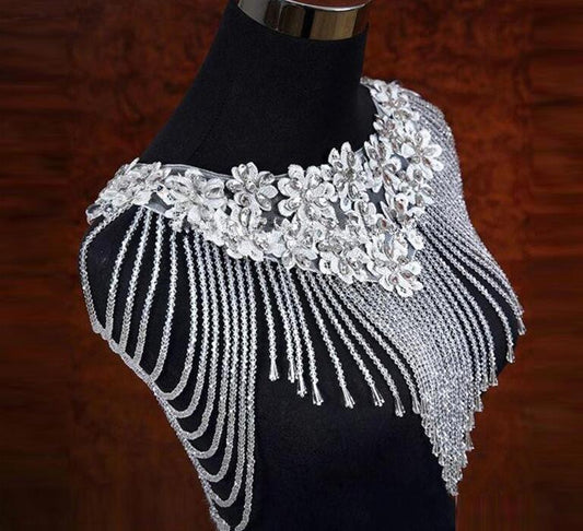 White Bolero Appliques Crystals Wedding Wrap Wedding Bolero Made in China Wedding Accessories Evening Dress eprolo