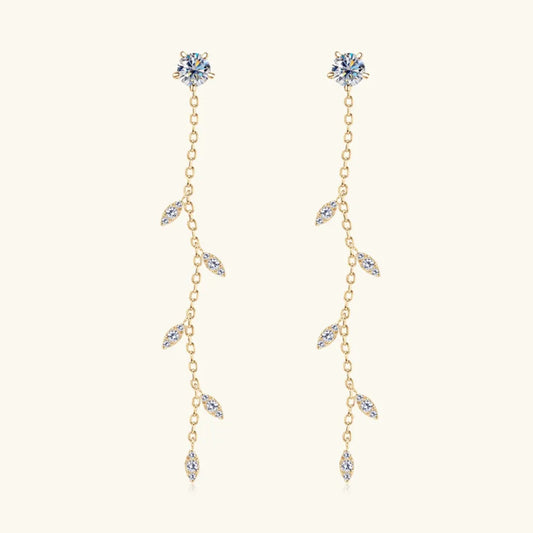 1.38 Carat Moissanite 925 Sterling Silver Leaf Earrings eprolo