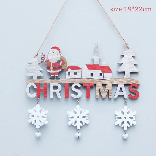 Wooden Christmas Pendants Door Wall Xmas Decor Christmas Tree Hanging Ornaments Happy New Year Naviidad Decor For Home eprolo