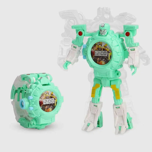 Transforming Cartoon Robot Projection Watch for Kids Shopera