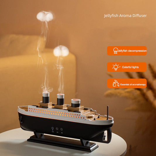 Simulated ship smoke ring aromatherapy machine desktop creative volcano spray jellyfish cruise fragrance humidifier eprolo