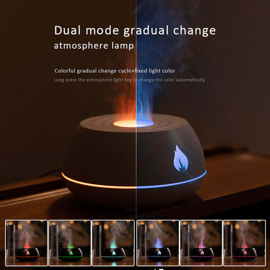 LED Flame Aromatherapy Diffuser – 130ml USB Essential Oil Humidifier with 7-Color Night Light