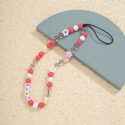 Fashion daisy acrylic letter bag, mobile phone hanging chain, handmade bead weaving accessories eprolo