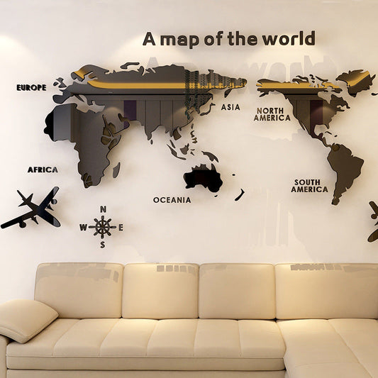 Creative Home Background Wall Stickers Acrylic 3D Wall Stickers Living Room TV Background M70- Map eprolo