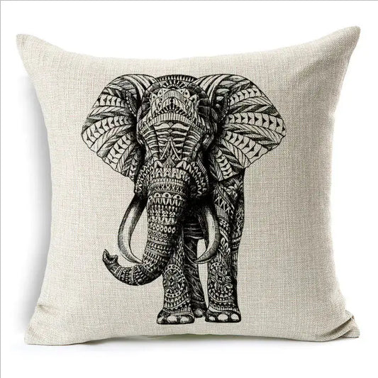 Simple Elephant Cotton Linen Pillowcase Cushion Cover Shopera