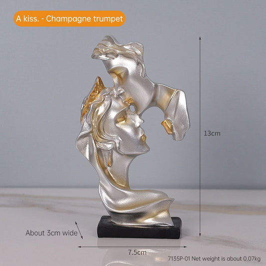 Mini kiss desktop small ornaments modern minimalist figures resin ornaments light luxury creative abstract crafts eprolo