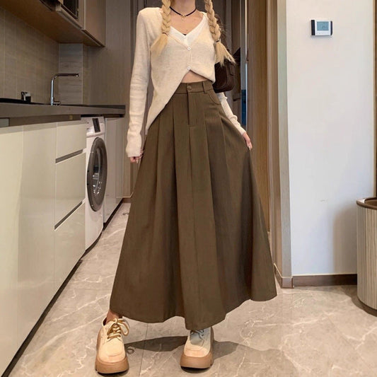 Pleated Suit Skirt for Women,Plus Size, Pear Shape, Long Slimming, Drapey A-Line Flared Skirt eprolo