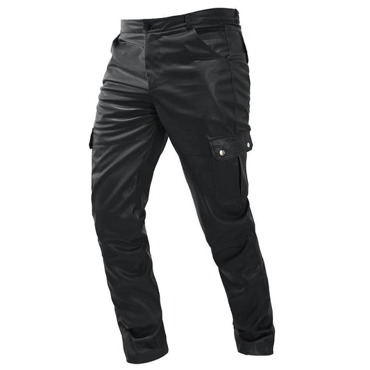 Tooling Straight Casual Men's Leather Pants