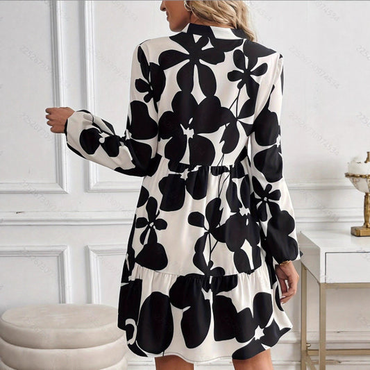 Fashion Retro Long Sleeve Loose Dress