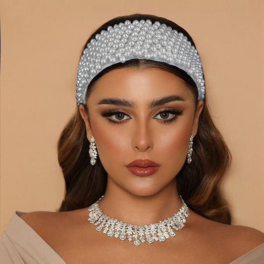 White Pearl Bride Headwear Handmade Beaded Hair Hoops, Hair Clips, Hair Accessories eprolo