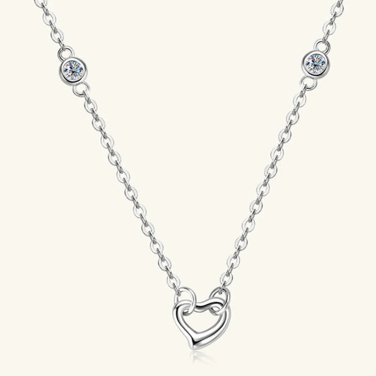 Moissanite 925 Sterling Silver Heart Necklace eprolo