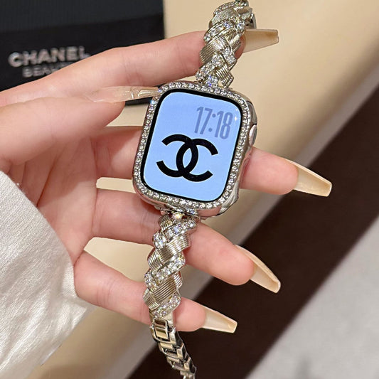 Wheat Spike Diamond-Encrusted Metal Starlight Watch Band for Apple Watch Female eprolo