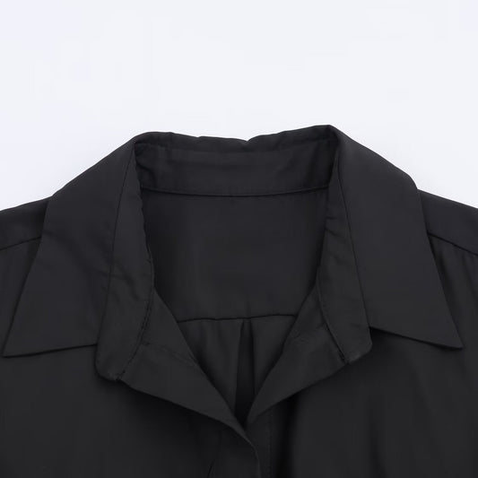 Collar long sleeved single breasted shirt dress for women eprolo