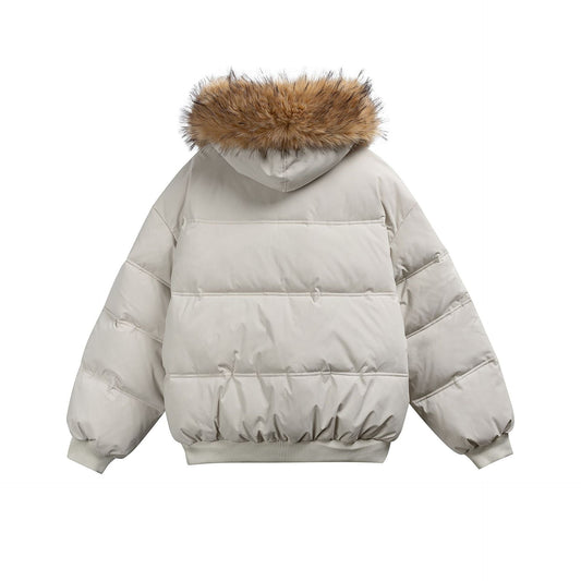 Parka Coat with Hood and Fur Collar Thickened Warm Winter Jacket for Men and Women eprolo