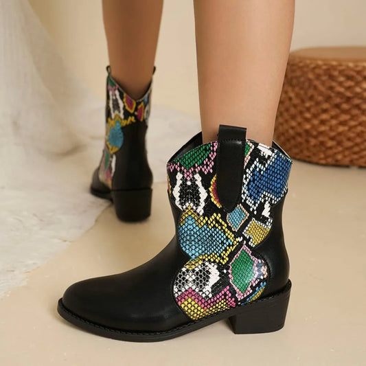PU Leather Color Block Boots eprolo