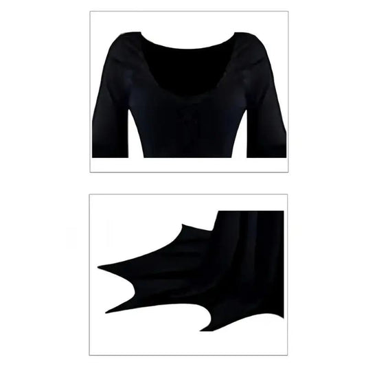 Black Costume Womens Gothic Witch Bat Sleeve Dress Halloween Cosplay Costumes Vintage Carnival Party Outfit null