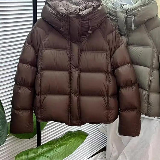 Autumn And Winter Solid Color Puff Short Hood Loose Cotton Padded Jacket null