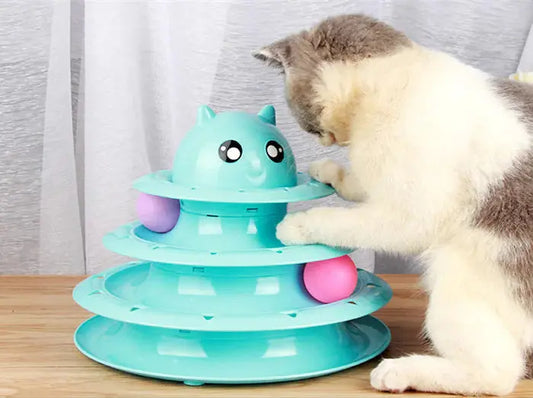 Cat Toy with Three-Tier Tower and Spinning Ball Shopera