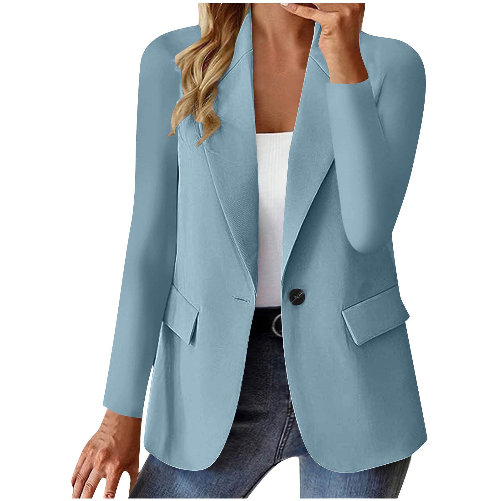 Ins Lapel Button Jacket Fashion Commuter Casual Suit Jacket Women's Long-sleeved Tops Outwear Clothing Shopera