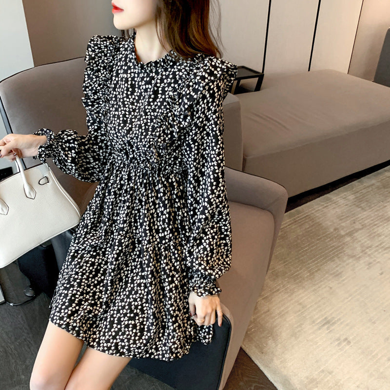 Vintage Audrey Hepburn Style Fitted Bodycon Dress for Women Long Sleeve Floral Print Dress eprolo