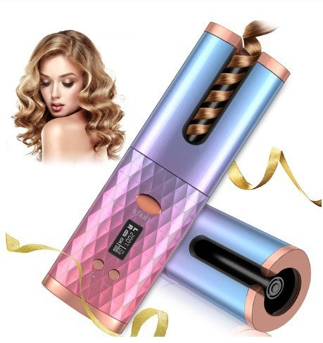 Rechargeable Automatic Hair Curler Women Portable Hair Curling Iron LCD Display Ceramic Curly Rotating Curling Wave Styer Shopera