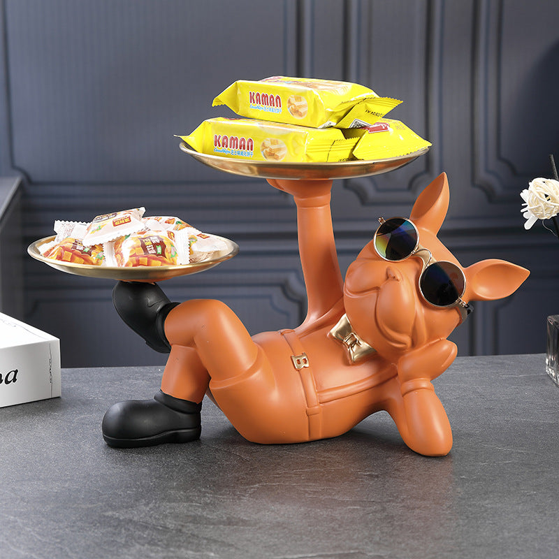 Creative Wealth Dog Ornament Entrance Key Storage Tray Desktop Candy Plate Home Decoration eprolo
