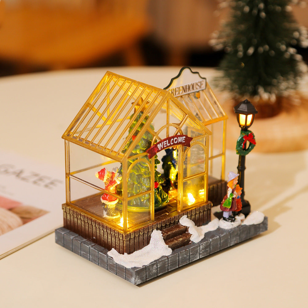 Christmas gifts, Christmas decorations, glowing music, houses, resin crafts, creative desktop ornaments eprolo