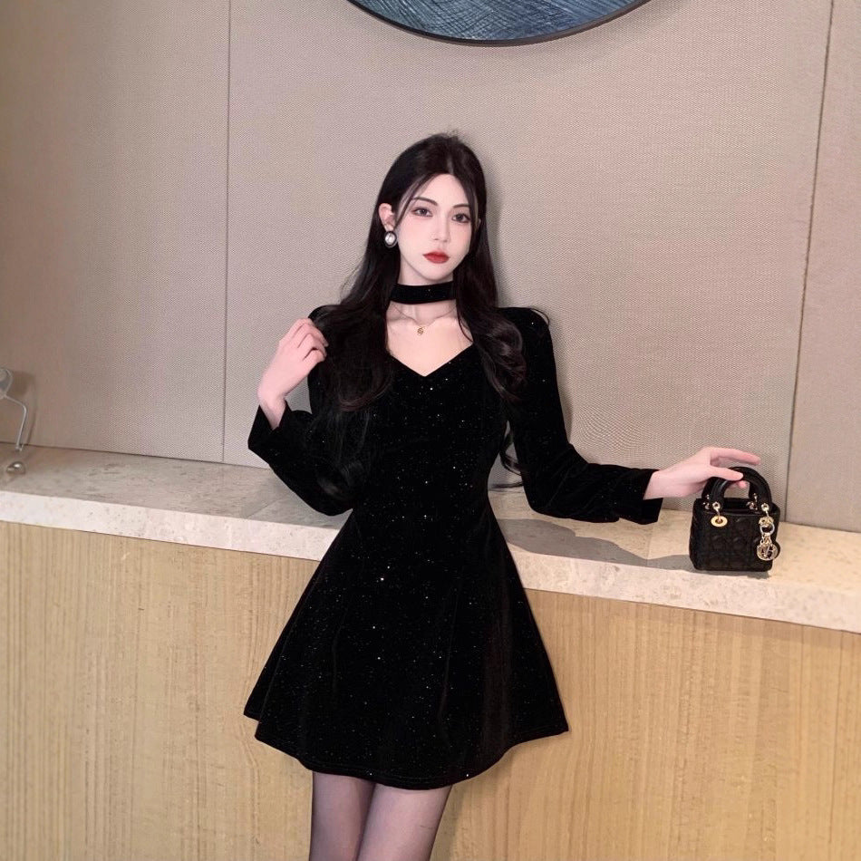 Chic Little Black Dress Women New Year Party Dress Slim Fit Slip Dress eprolo