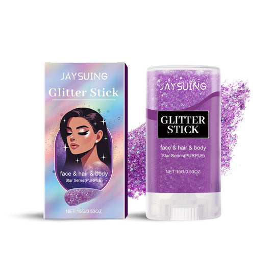 Jaysuing Sequined Glitter Stick (Purple), Party Dance, Performance, Makeup, Face, Body, Collarbone, Highlight And Shine eprolo