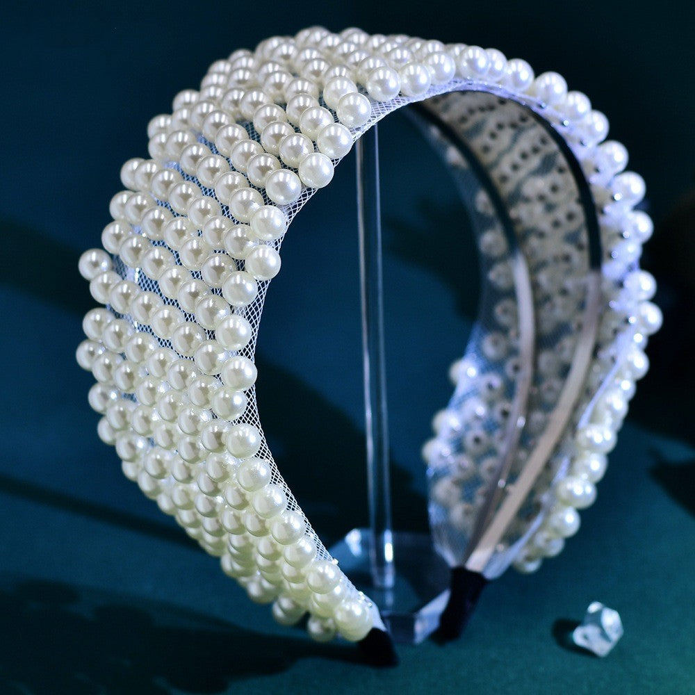 White Pearl Bride Headwear Handmade Beaded Hair Hoops, Hair Clips, Hair Accessories eprolo