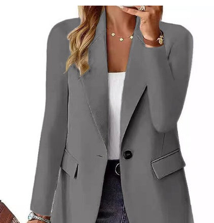 Ins Lapel Button Jacket Fashion Commuter Casual Suit Jacket Women's Long-sleeved Tops Outwear Clothing Shopera