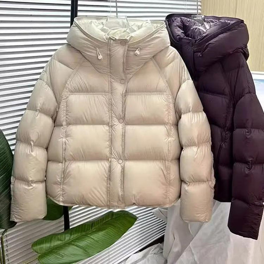 Autumn And Winter Solid Color Puff Short Hood Loose Cotton Padded Jacket null