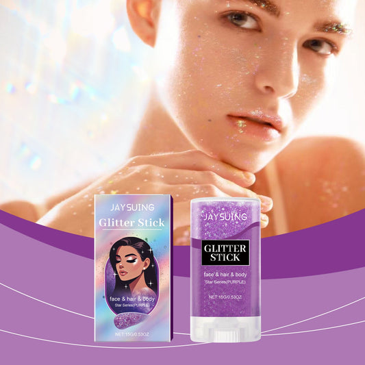 Jaysuing Sequined Glitter Stick (Purple), Party Dance, Performance, Makeup, Face, Body, Collarbone, Highlight And Shine eprolo
