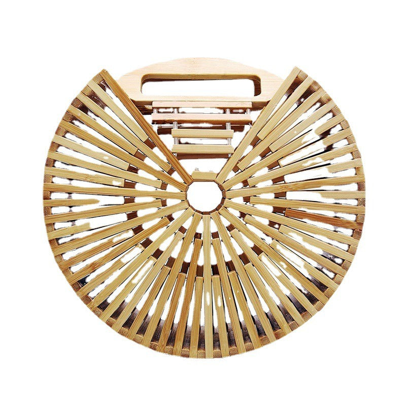 Handheld bamboo woven bag handcrafted woven bag retro hollow beach bag eprolo