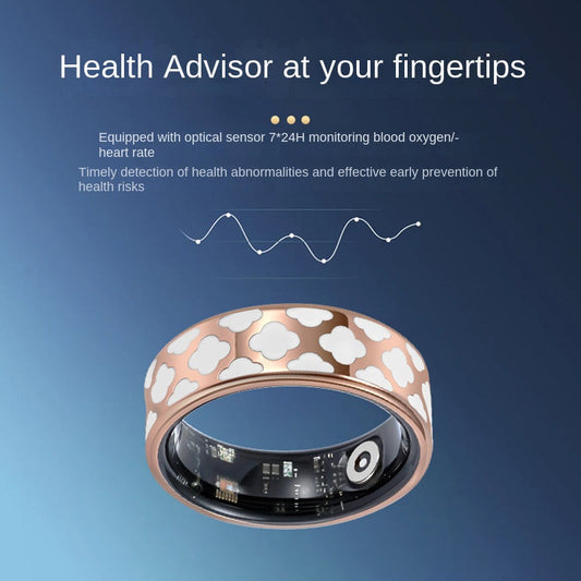 Health Smart Titanium Steel Ring Waterproof Blood Pressure Oxygen Sleep Movement Tracking Multi-Function Ring High-Tech Pair Ring eprolo