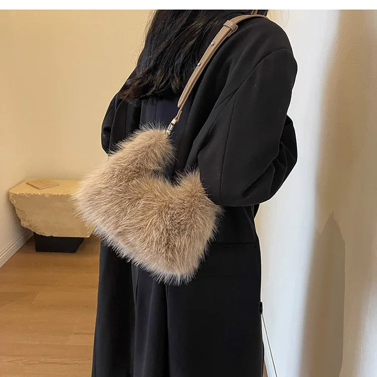 Luxury Designer  Plush Women's Handbag Casual Crossbody Bag Small Cloud Tote Winter New Trend eprolo