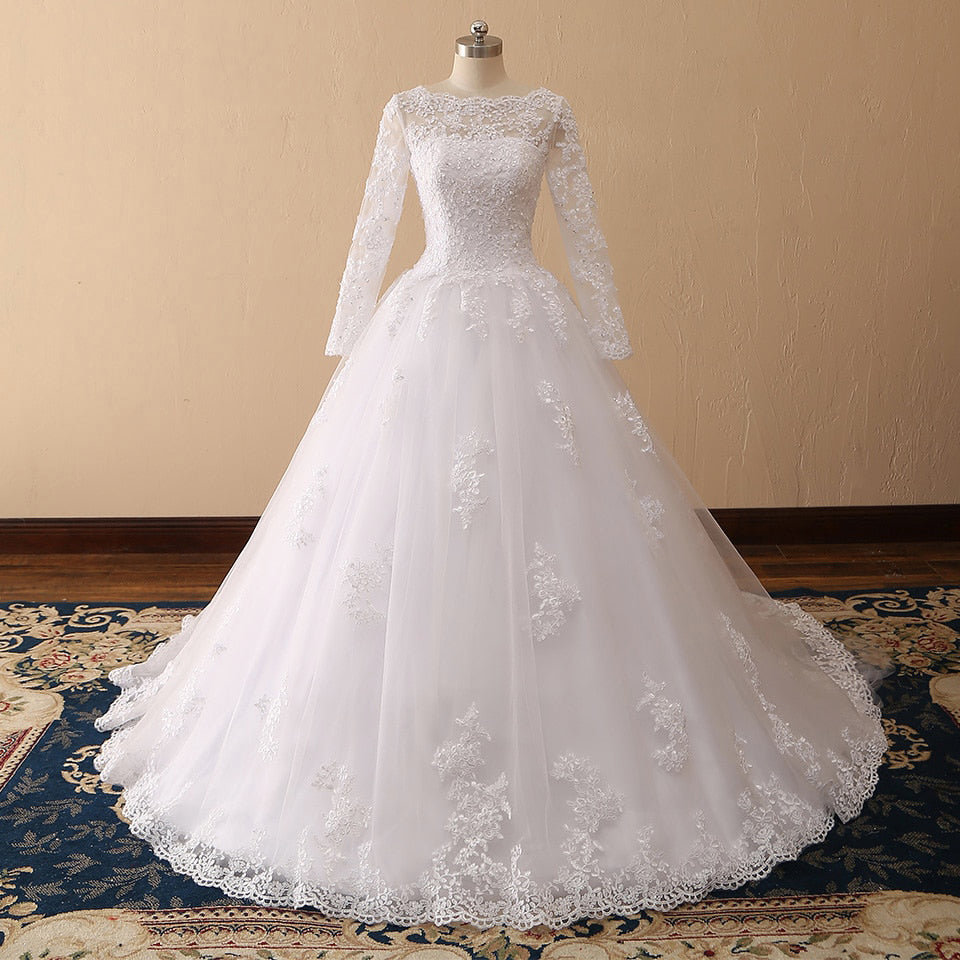 Vestido de Noiva Long Sleeves Wedding Dresses Lace A Line Wedding Gowns Sexy Sheer New Arrival Bride Dress Robe De Mariee eprolo