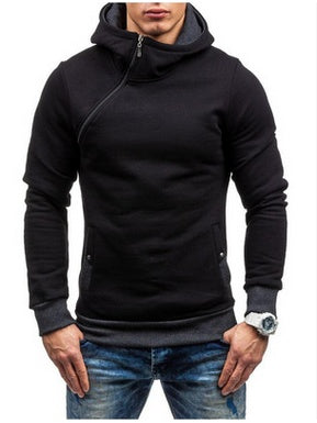 Brand Hoodie Oblique Zipper Solid Color Hoodies Men Fashion Tracksuit Male Sweatshirt Hoody Mens Shopera