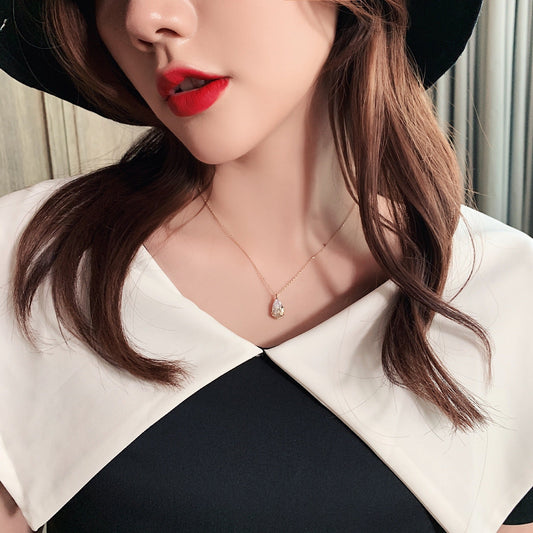 Crystal Water Drop Pendant Necklace Women's Fine Jewelry Adjustable Short Accessories Jewelry Gift Shopera