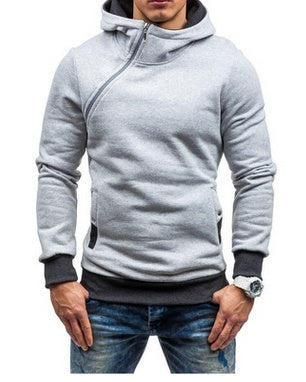 Brand Hoodie Oblique Zipper Solid Color Hoodies Men Fashion Tracksuit Male Sweatshirt Hoody Mens Shopera