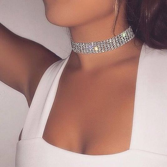 Fashion Women Full Crystal Rhinestone Choker Necklace Wedding Jewelry Chokers Necklaces For Women Shopera