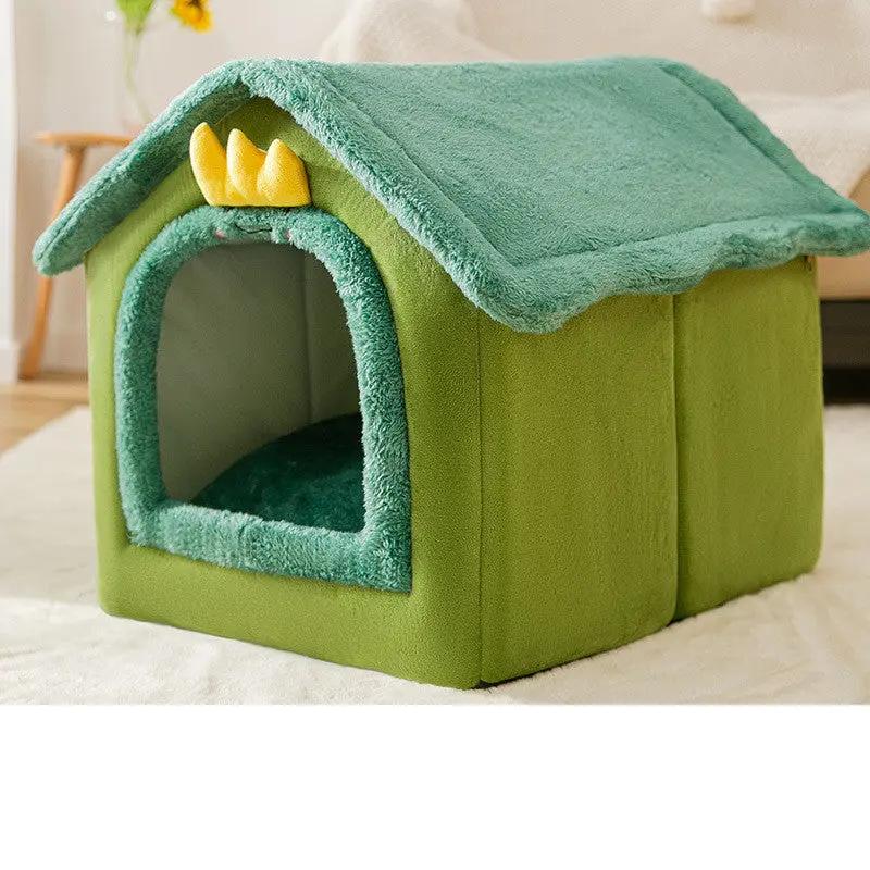 Foldable Dog House Pet Cat Bed Winter Dog Villa Sleep Kennel Removable Nest Warm Enclosed Cave Sofa Pets Supplies null