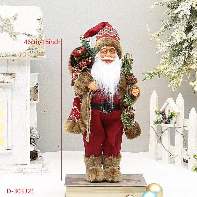 Christmas crafts 18 inch, wearing snow boots, backpack, standing, Santa Claus, dwarf eprolo