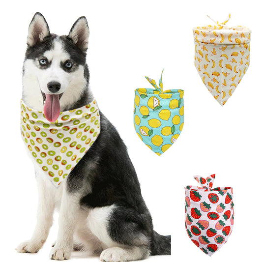 Pet Accessories Summer Pet Drool Towel Fruit Style Pet Scarf Pure Cotton Dog Triangle Scarf eprolo