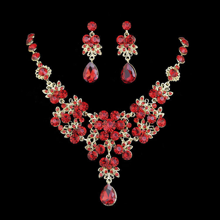 Korean Bridal Jewelry Korean Rhinestone Curvy Bridal Collarbone Necklace Wedding Accessories Two-Piece Set eprolo