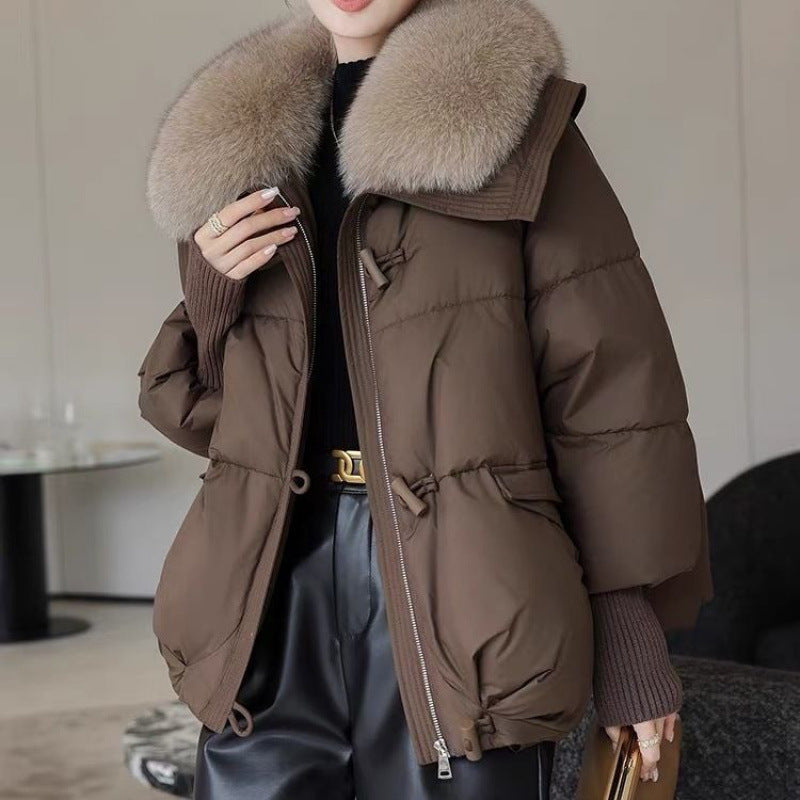 Down Cotton-padded Jacket Women's Short Fur Collar Thickened Coat Winter Clothing Shopera