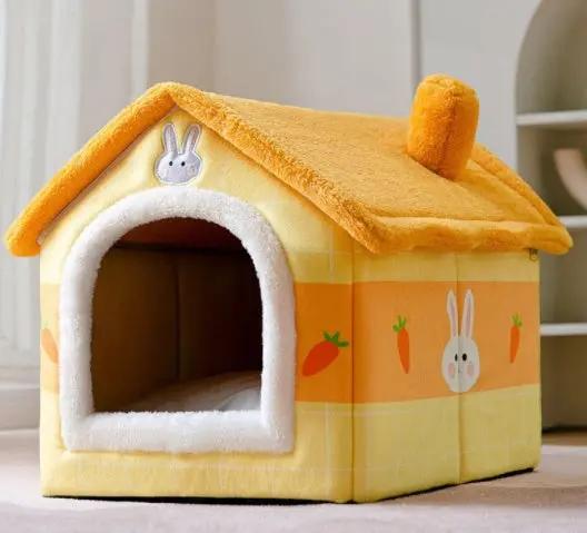 Foldable Dog House Pet Cat Bed Winter Dog Villa Sleep Kennel Removable Nest Warm Enclosed Cave Sofa Pets Supplies null