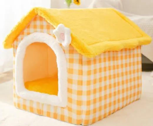 Foldable Dog House Pet Cat Bed Winter Dog Villa Sleep Kennel Removable Nest Warm Enclosed Cave Sofa Pets Supplies null