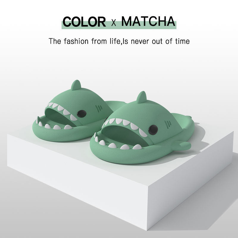 Adult's Slippers Indoor Outdoor Funny Shark Cartoon Shopera